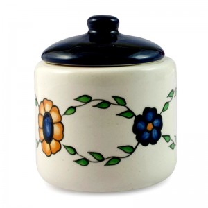 Novica Floral Hand Painted Ceramic 13 oz. Sugar Bowl with Lid NVC7837